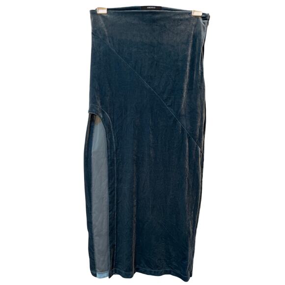 Forever 21 Blue Gray Velour High Split Pencil Skirt Women’s Small S - Picture 1 of 8